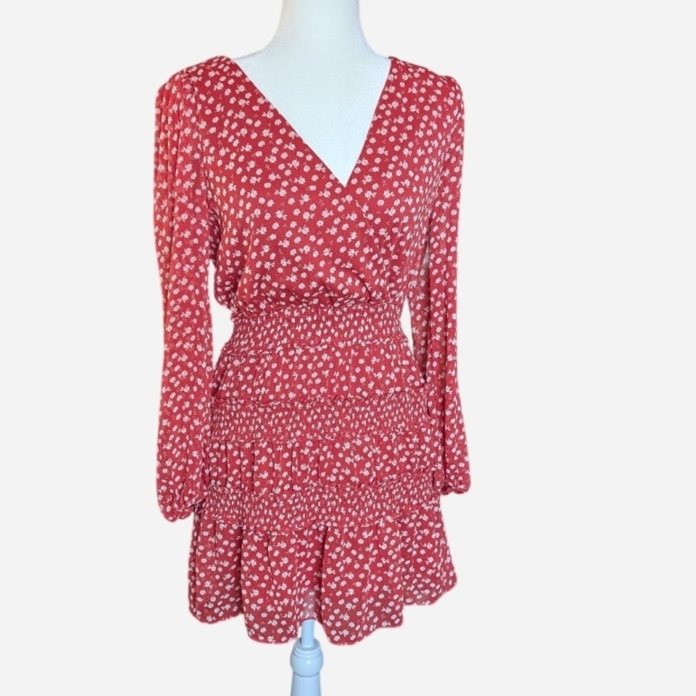 Socialite Red Floral Long Sleeve Dress